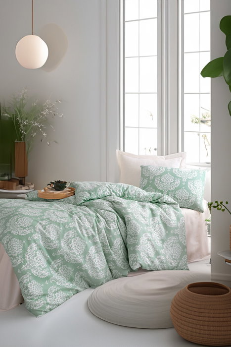 L'essentiel linge de maison Juego de funda de edredón individual Verde agua L'essentiel linge de maison Juego de funda de edredón individual Verde agua